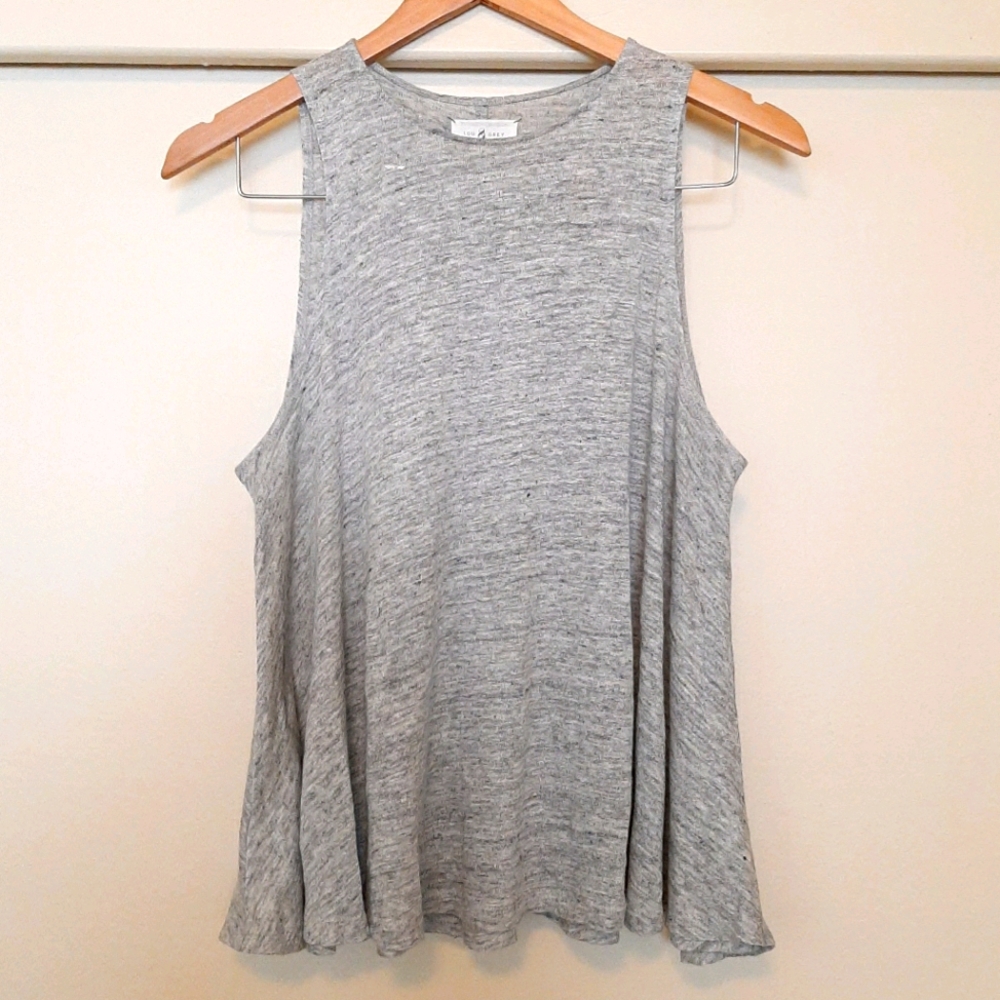 ☀️ Lou & Grey 100% Linen Gray Tank Top Sz XS